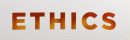 White chat bubble on yellow background. Ethics writes on chat bubble. Horizontal composition with copy space.